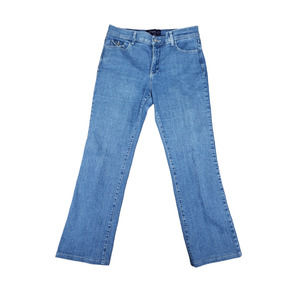 NYDJ Straight Leg Shaping Jeans, Back Embellished Flap Pockets, Sz 12